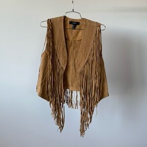 Forever 21 Leather Fringe Vest
